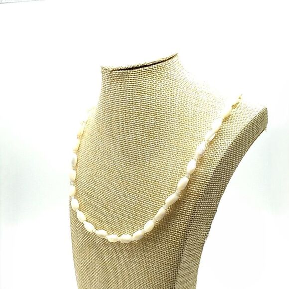 Cultured Freshwater Rice Pearl Necklace Vintage Baroque Single Strand w/Spacers - Picture 3 of 10